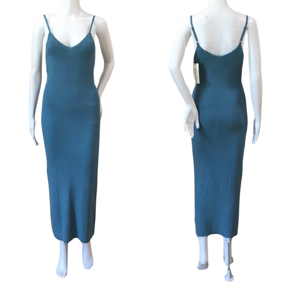 Freshman 1996 Green Knit Tank Maxi Dress Slip Dress 90s Y2K Stretch